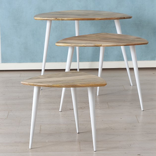 Set de Table Basse en Bois & Métal
