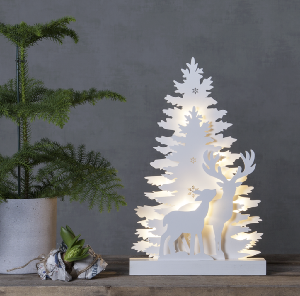Décoration de Noël - Forêt & Renne Blanc