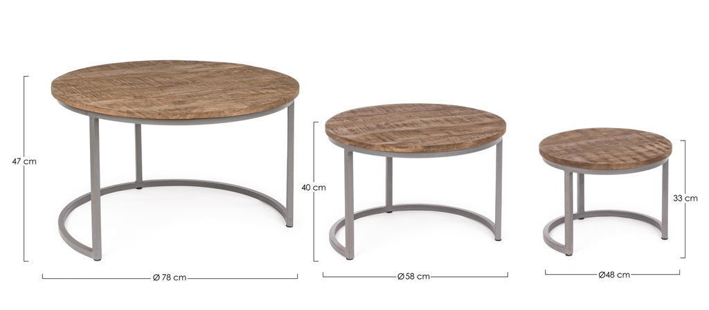 Set de 3 tables d'appoint Mavy