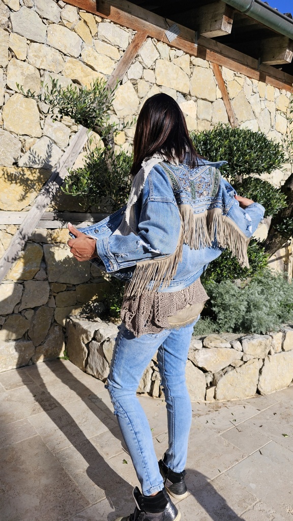 BYPIAS - Jacket Boho Stud Jeans (light denim)