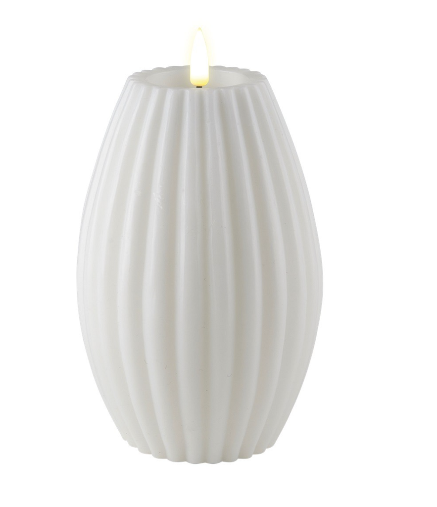 Bougie Led Blanc Strié 7,5*