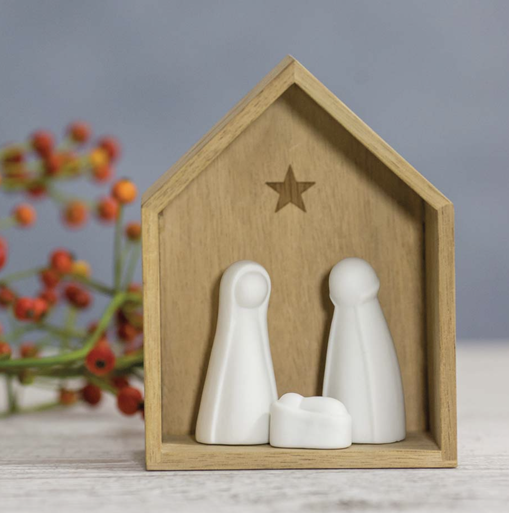 Crèche en Porcelaine & Bois