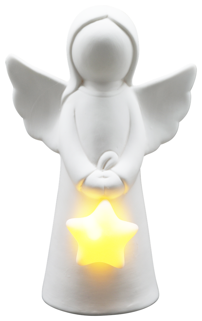 Ange en Porcelaine - Étoile LED