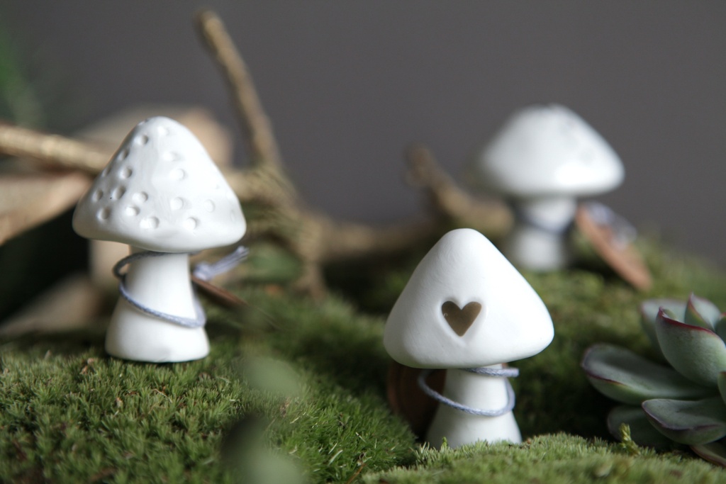 Champignon en Porcelaine - Coeur Or
