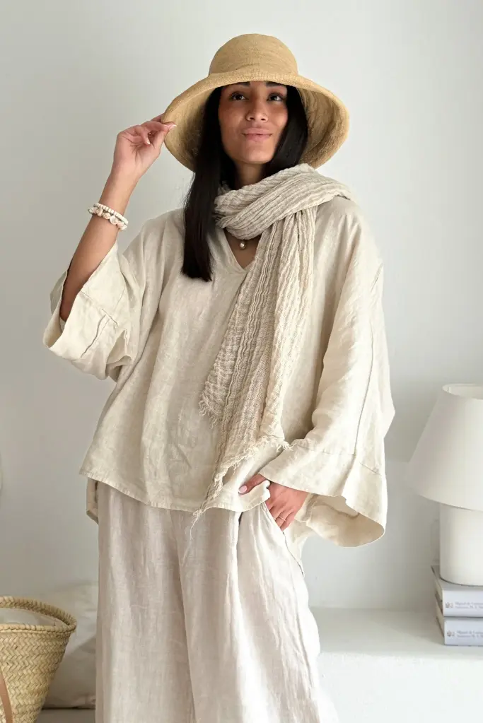 BYPIAS - Écharpe Boho Mesh Linen (sable)