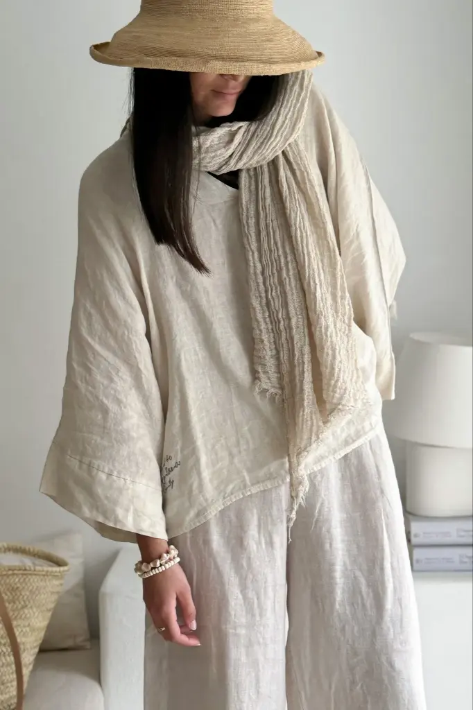 BYPIAS - Écharpe Boho Mesh Linen (sable)