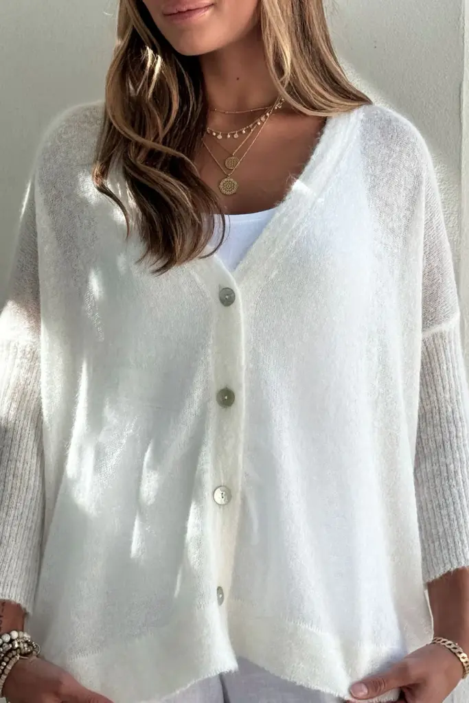 BYPIAS - Cardigan Isadora(white)