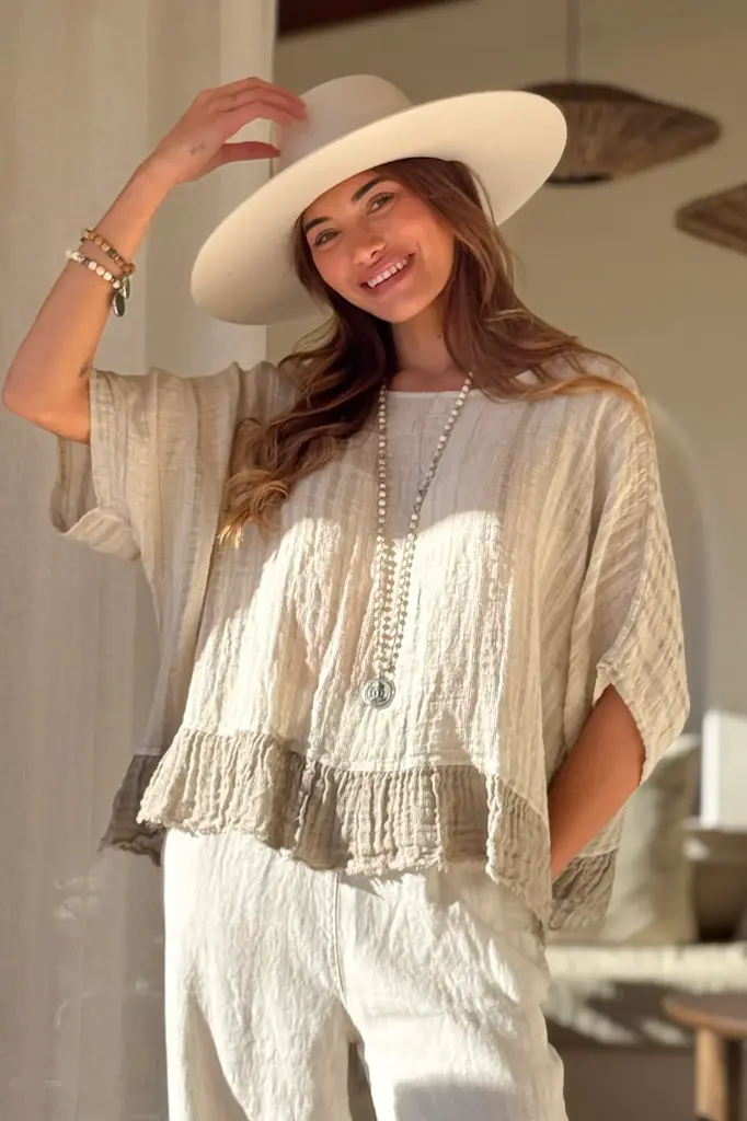 BYPIAS - Blouse Costa Mesh (sand)