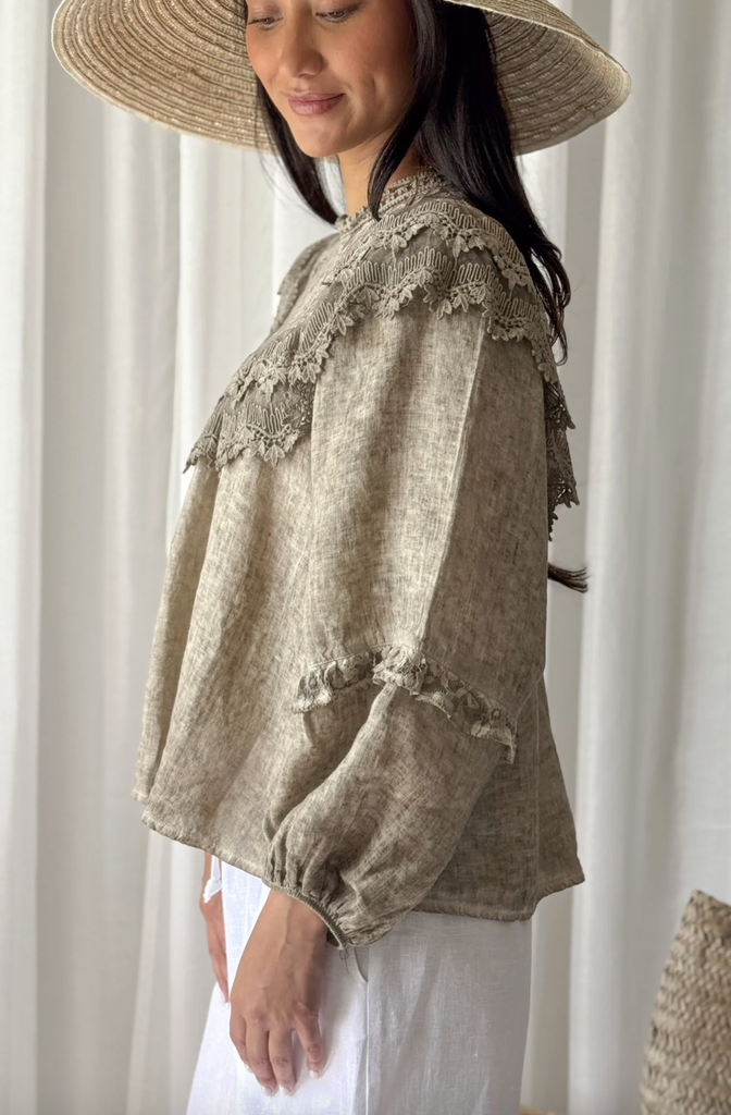BYPIAS - Blouse Boho Lace (savane)