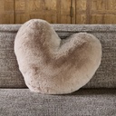 Coussin Coeur - Fausse Fourrure (beige)