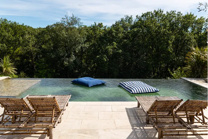 Housse de Coussin Piscine - Premium Sunbrella Bleue Rayée