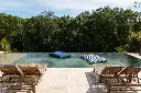 Housse de Coussin Piscine - Premium Sunbrella Bleue Rayée