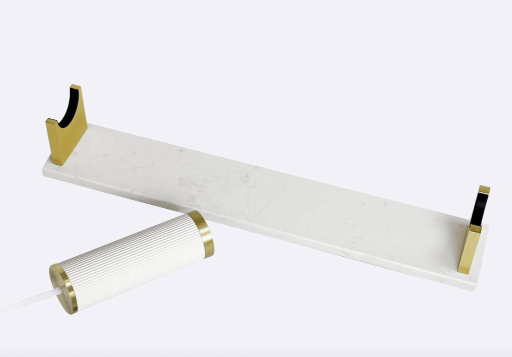 Lampe Socle Marbre Blanc - Tube Elio