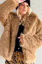 BYPIAS - Manteau Demi Fausse Fourrure (beige)