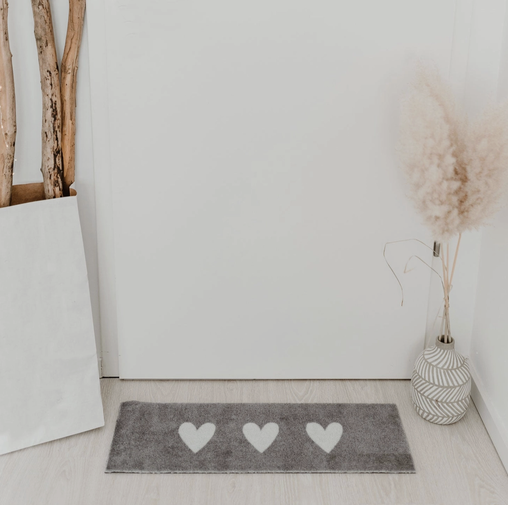 Paillasson Gris - Coeur Blanc (petit)