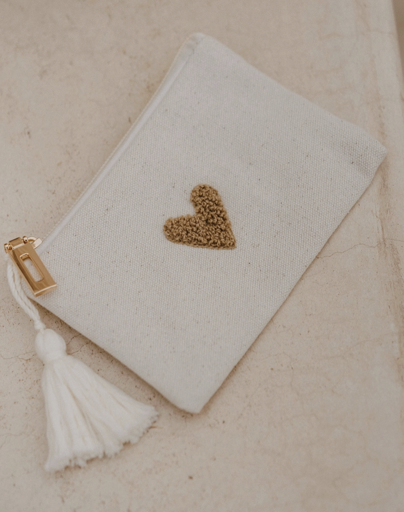 Pochette Coeur - Beige
