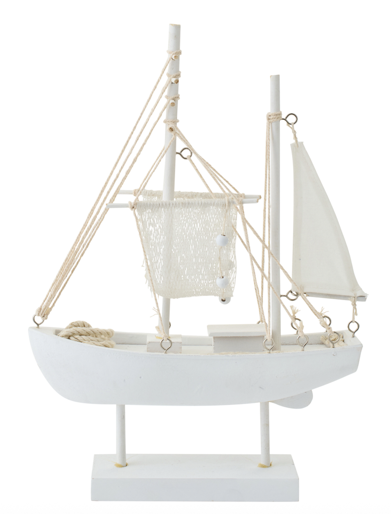 Bateau Sur Socle - Blanc