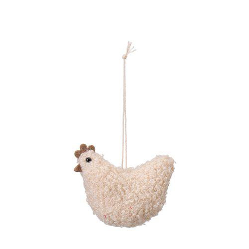 Poule à Suspendre -  Bouclette (Blanc-Crème)