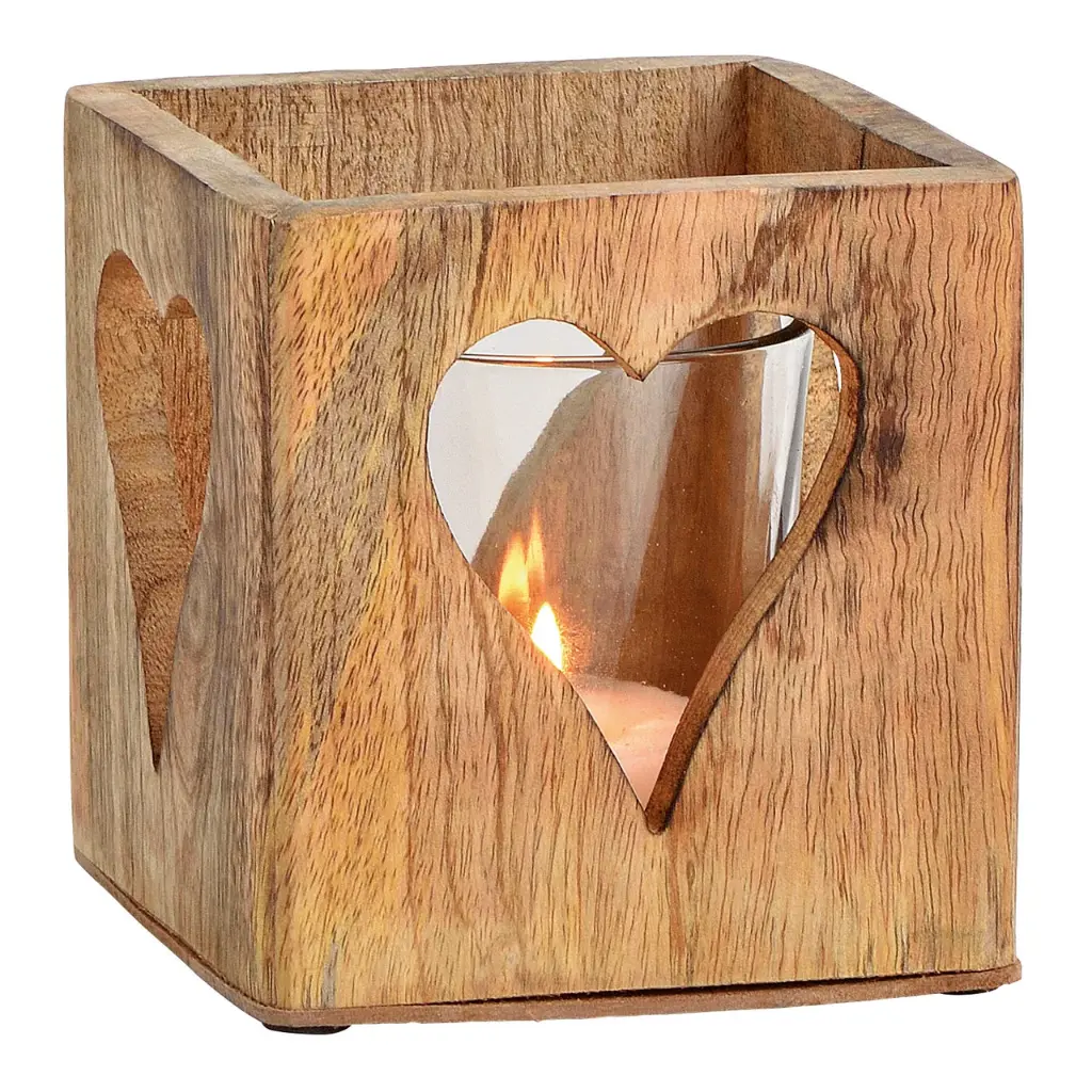 Photophore en Bois - Coeur (grand)