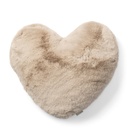 Coussin Coeur - Fausse Fourrure (beige)