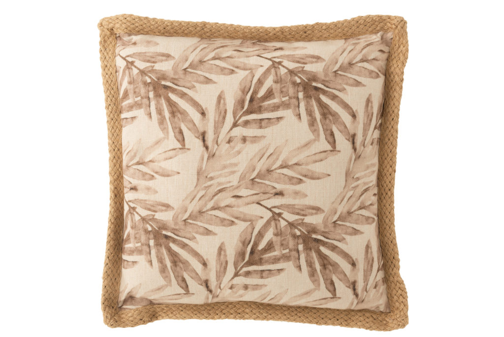[70839] Coussin beige Feuilles 49x49