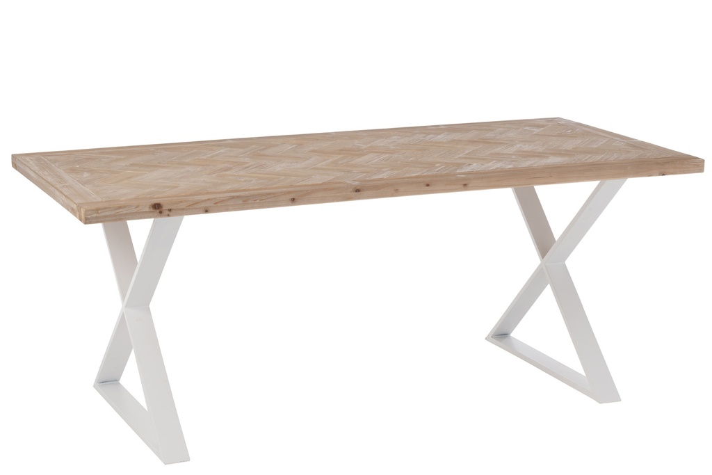 Table en Bois et Métal Blanc - Zigzag