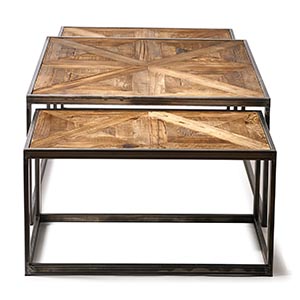 Set de Table Basse Carrée - Bois & Métal (3p.)