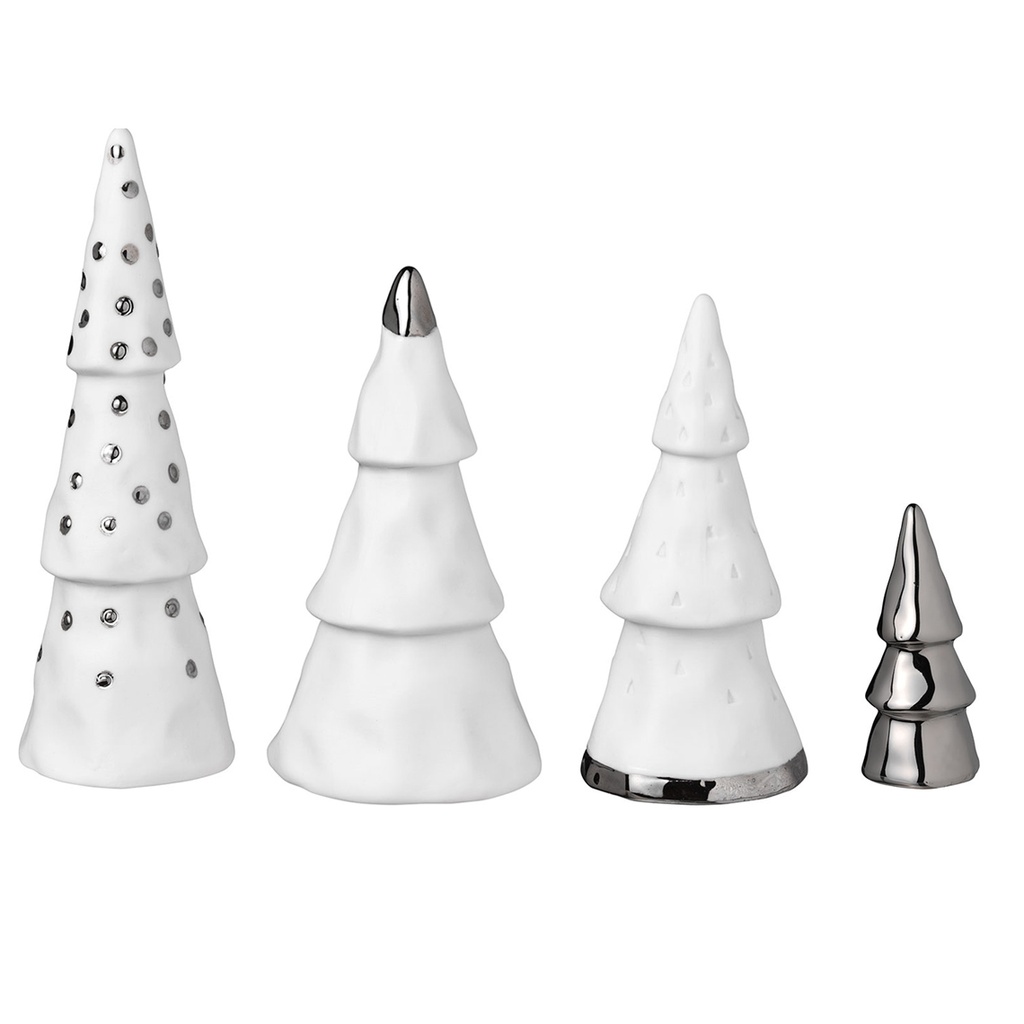 Sapins Minis en Porcelaine - Argent