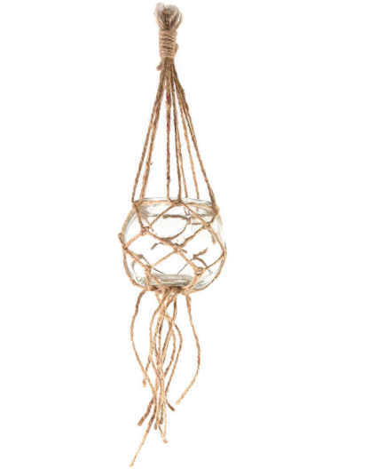 Photophore suspendu macramé