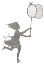 Pic de Jardin - Enfant Chasseur de Papillons (gris)