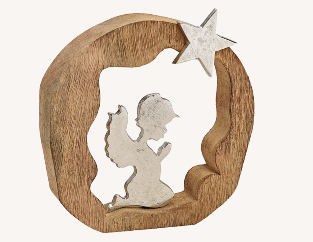 Décoration à Poser en Bois - Ange de Noël