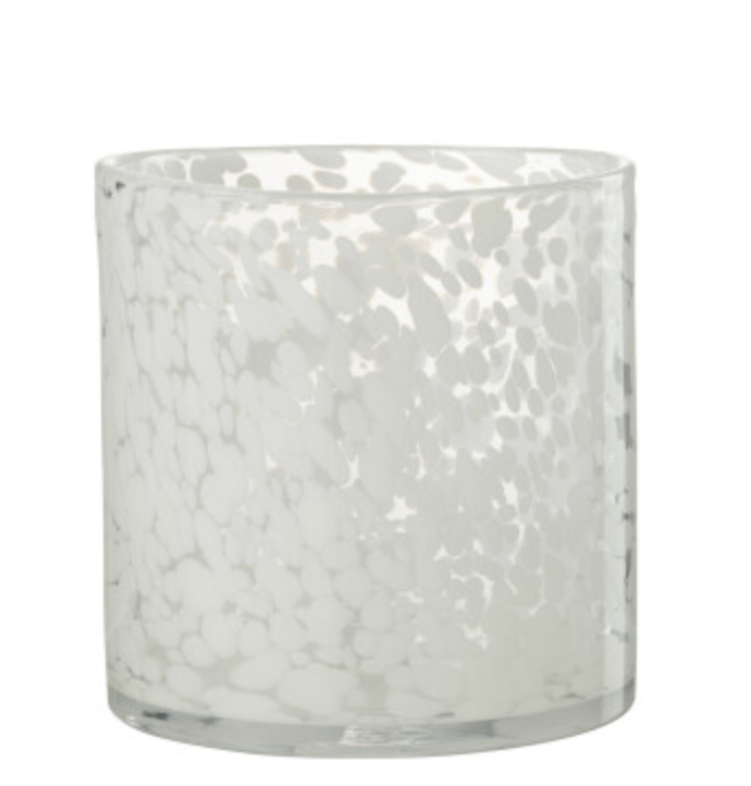 Photophore en Verre - Points Blanc