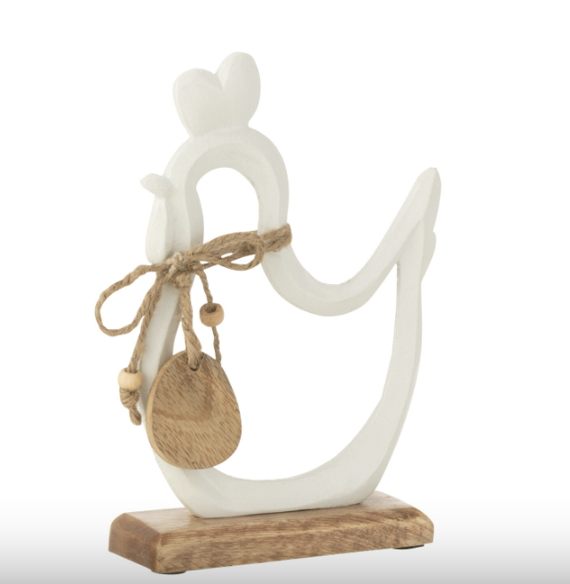 Poule en Métal & Bois