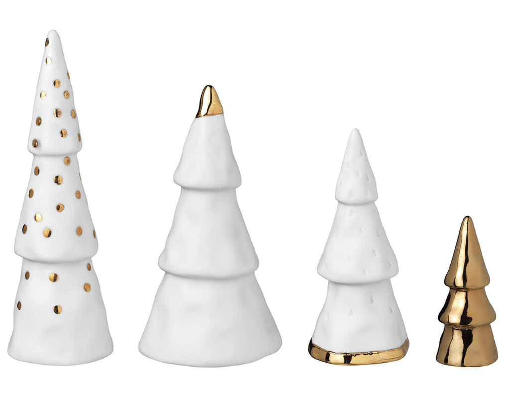 Sapins Minis en Porcelaine - Or