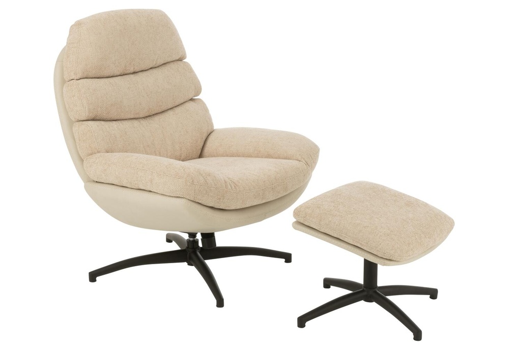 Fauteuil & Repose-Pied - Relax (beige)
