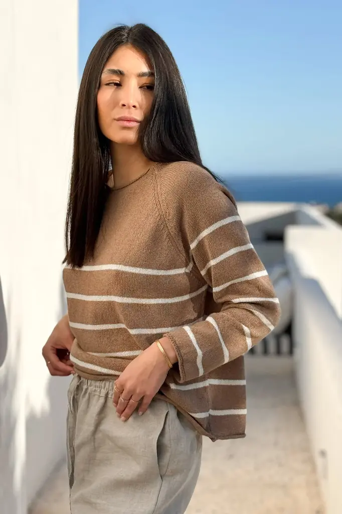 BYPIAS - Pull Coastal (caramel-off white)