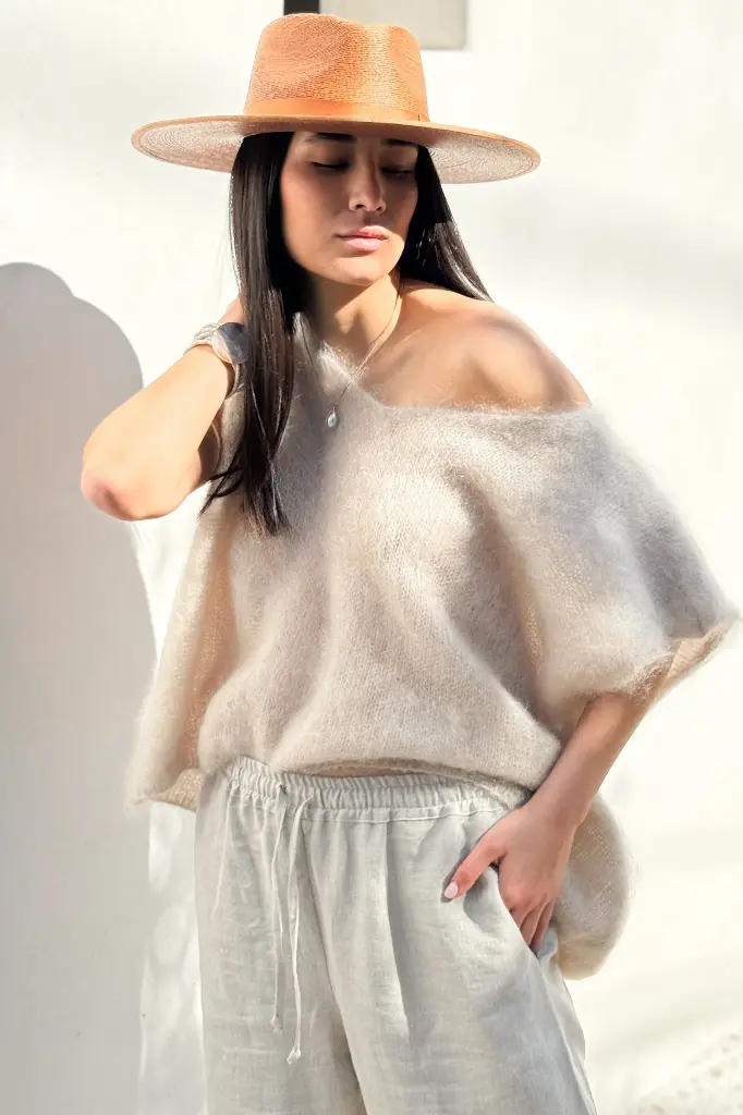 BYPIAS - T-shirt en maille 'Adore me' , beige - ONE SIZE