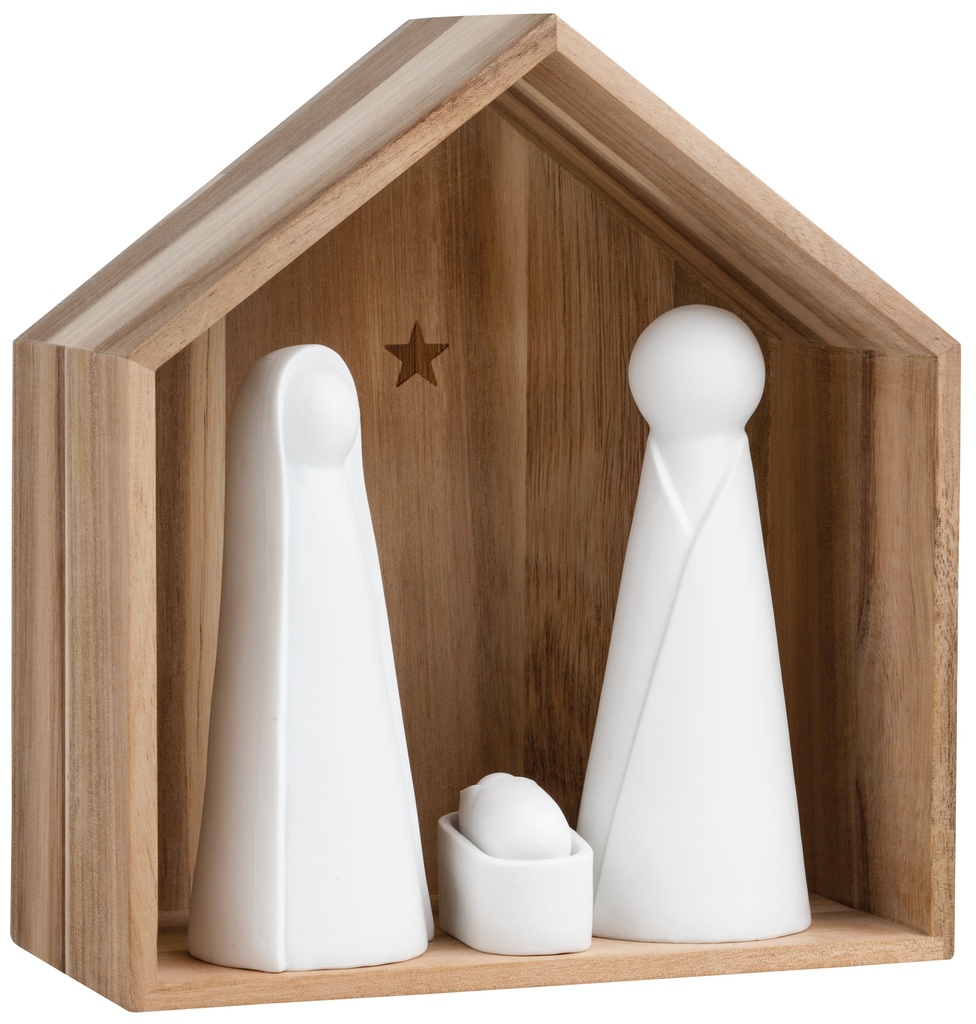 Crèche en Porcelaine et Bois