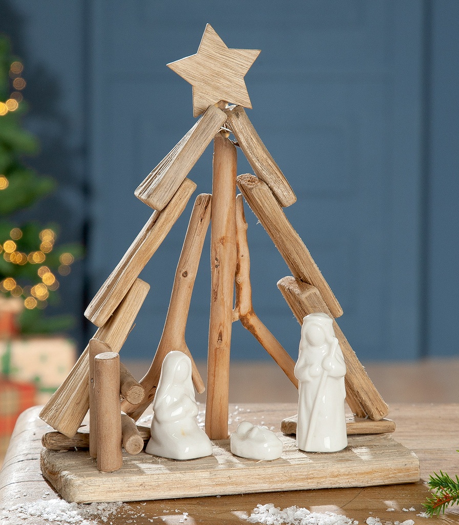 Crèche en Bois - Sapin