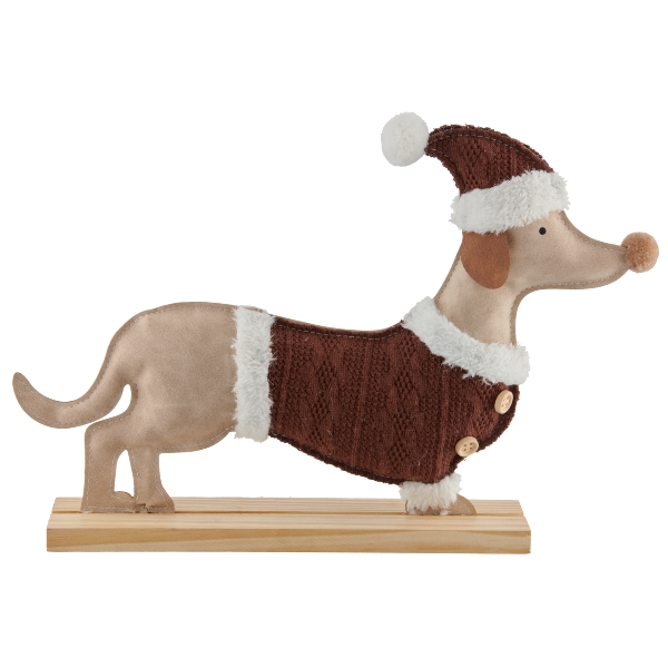 Chien en Cuir - Teckel (tricot foncé)