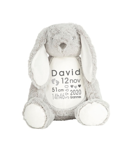 Peluche personnalisable Lapin gris