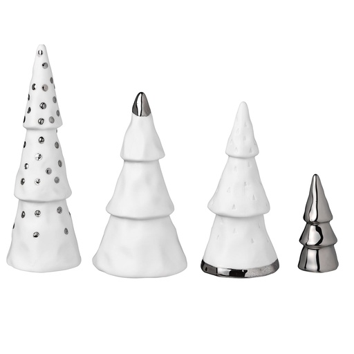Sapins Minis en Porcelaine - Argent
