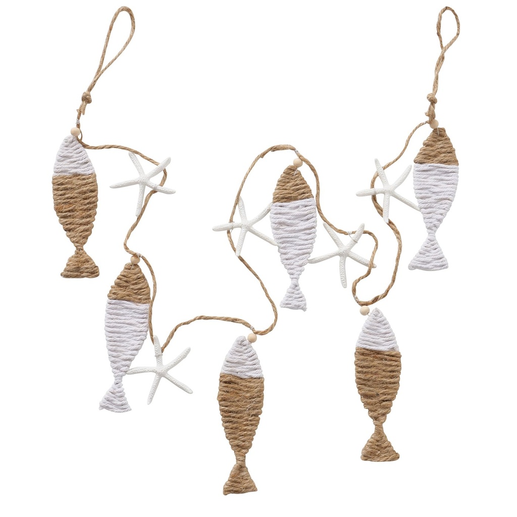 Guirlande Indienne Multicolore En Coton - Motif Poissons - état Neuf