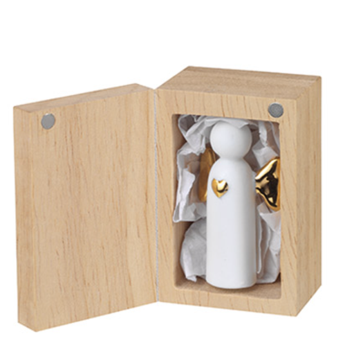 Coffret Bois & Porcelaine - Ange