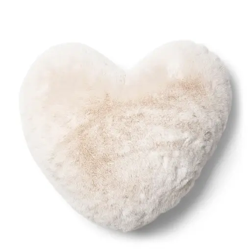Coussin Coeur - Fausse Fourrure (blanc crème)