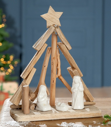 Crèche en Bois - Sapin