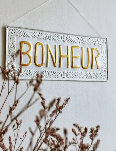 Plaque Décorative En Métal - Bonheur