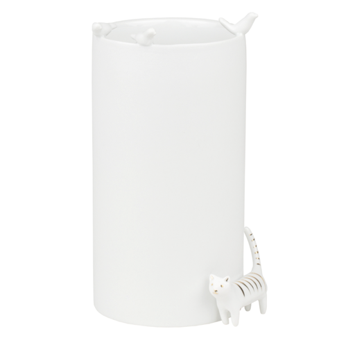 Vase en Porcelaine - Oiseau & Chat