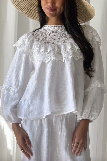 BYPIAS - Blouse Boho Lace (blanc)