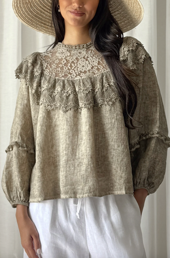 BYPIAS - Blouse Boho Lace (beige)